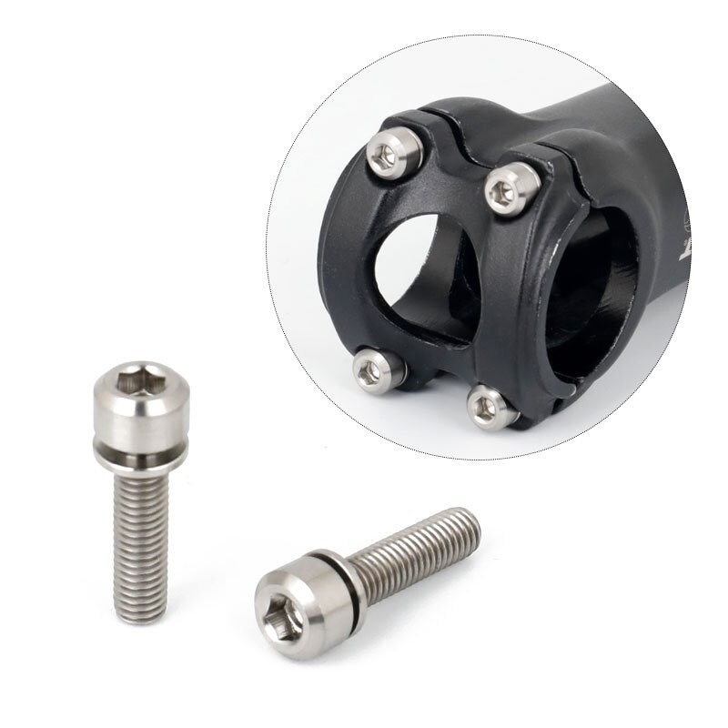 Deemount 6 pz/lotto di Titanio TC4 Bulloni M5x18 Esagonale Testa W/Rondella per Stelo cambio Morsetto del Reggisella Ti Vite Bicicletta parti di fissaggio: titanio colore