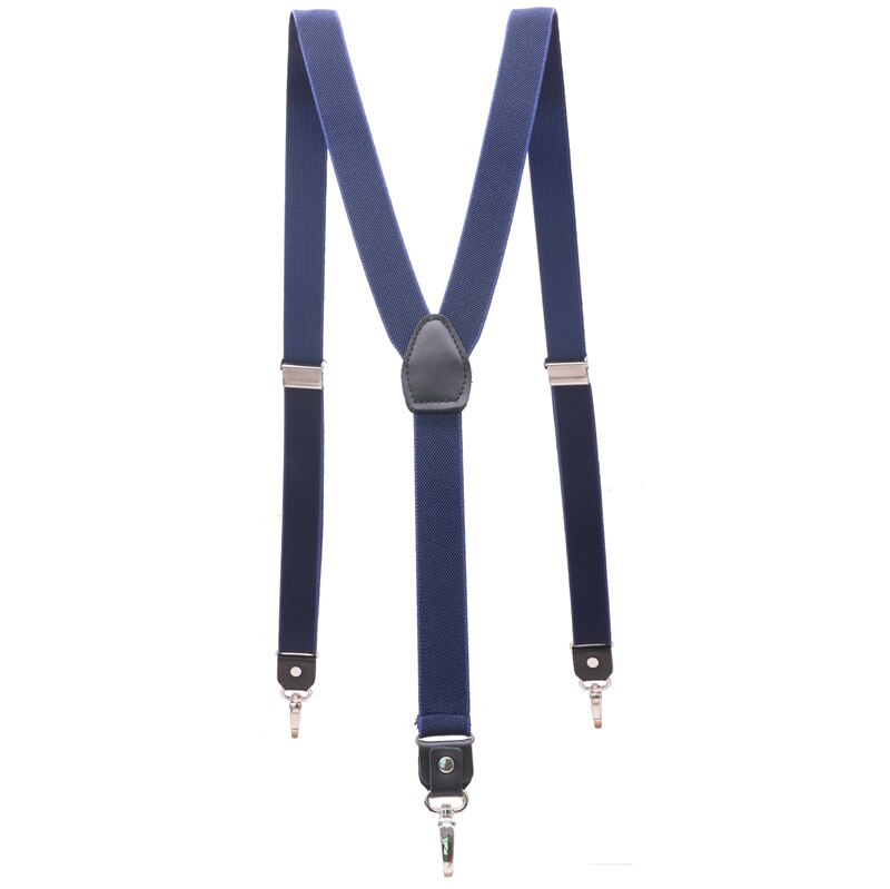 3 haken Gesp Zwart Lederen heren Bretels 2.5cm Breedte vrouwen Broek Verstelbare Bretels: 2