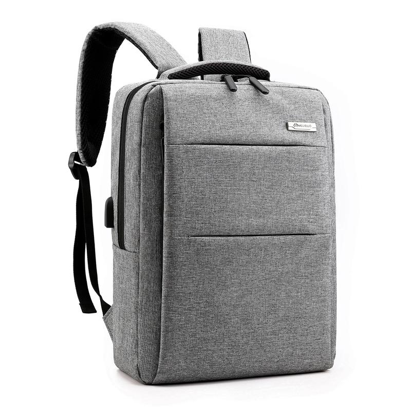 Simple men's stereo backpack USB charging breathable decompression waterproof backpack student schoolbag Laptop Backpack: Gray