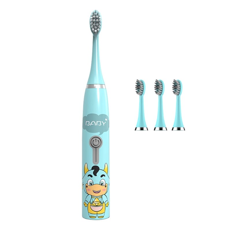 Cute Cattle Children Automatic Toothbrush Ultrasonic Toothbrush Electric Toothbrush for Kids, Waterproof: Gold