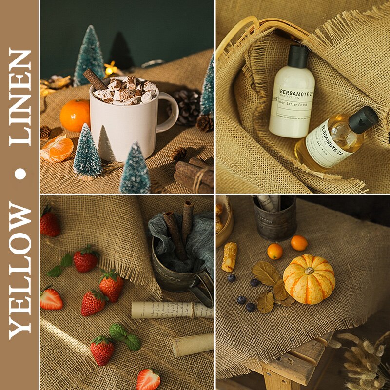 Burlap Cloth Cotton Linen Cloth Retro Effect Photography Backdrops Props for Food Cosmetics Shoot Background Material