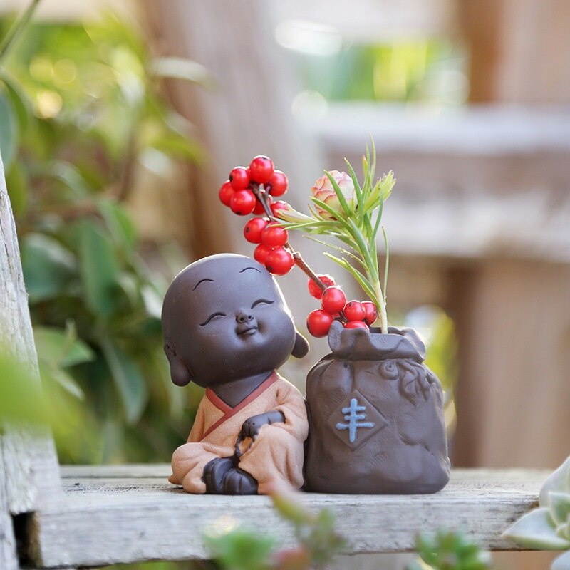 Te kæledyr lille munk vand kultur vase ornament fine te tilbehør mini blomst te ceremoni