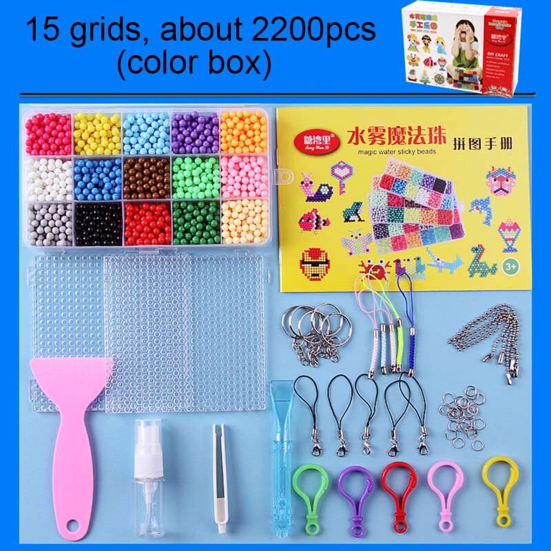 Puzzle Multicolor DIY Water Spray Magic beads Ring Refill Toys For Children Educational Kit Ball Game Beads Juguetes: 2200pcs (color box)