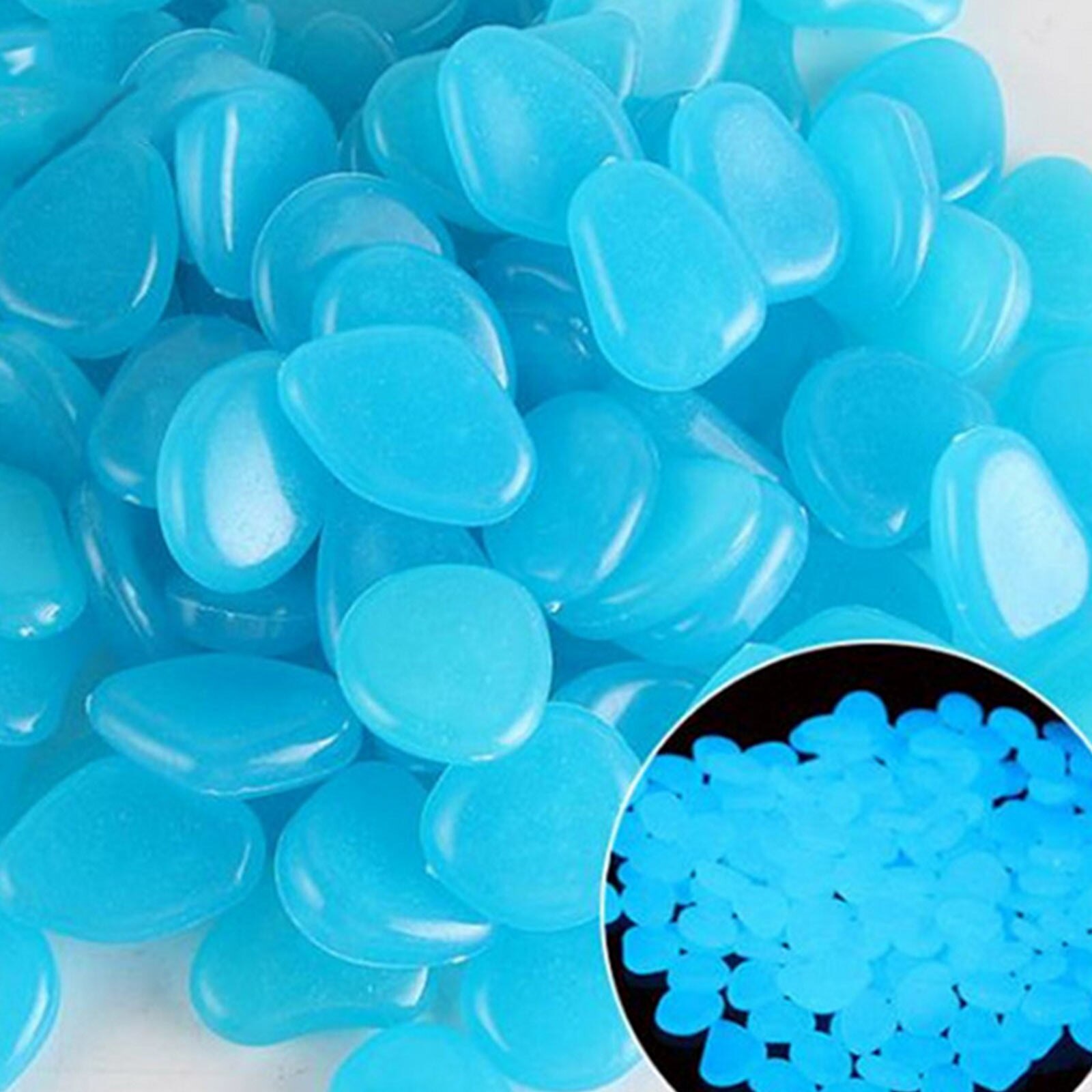 200Stck leuchtend glühen in das dunkel leuchtend Felsen Steine Kiesel für Aquarium Garten Schwimmbad Bürgersteige Dekor Grün + blau