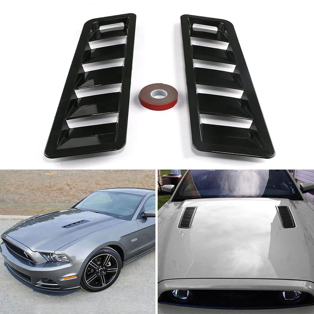 Black Air Flow Intake Universal Scoop Bonnet Side Fender Car Decorative Cover Hood Vent Louver Cooling Panel Trim Set