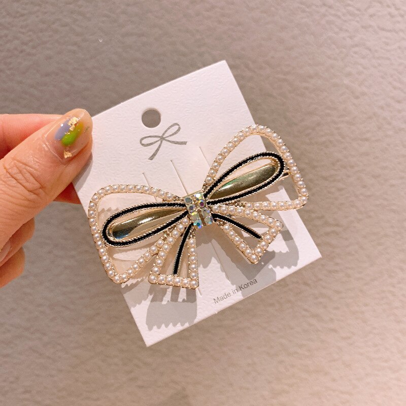 Horquillas para el cabello con diamantes de imitación para niña, horquillas para el cabello con flores y perlas de imitación, horquilla para el cabello con moño: Butterfly pearl