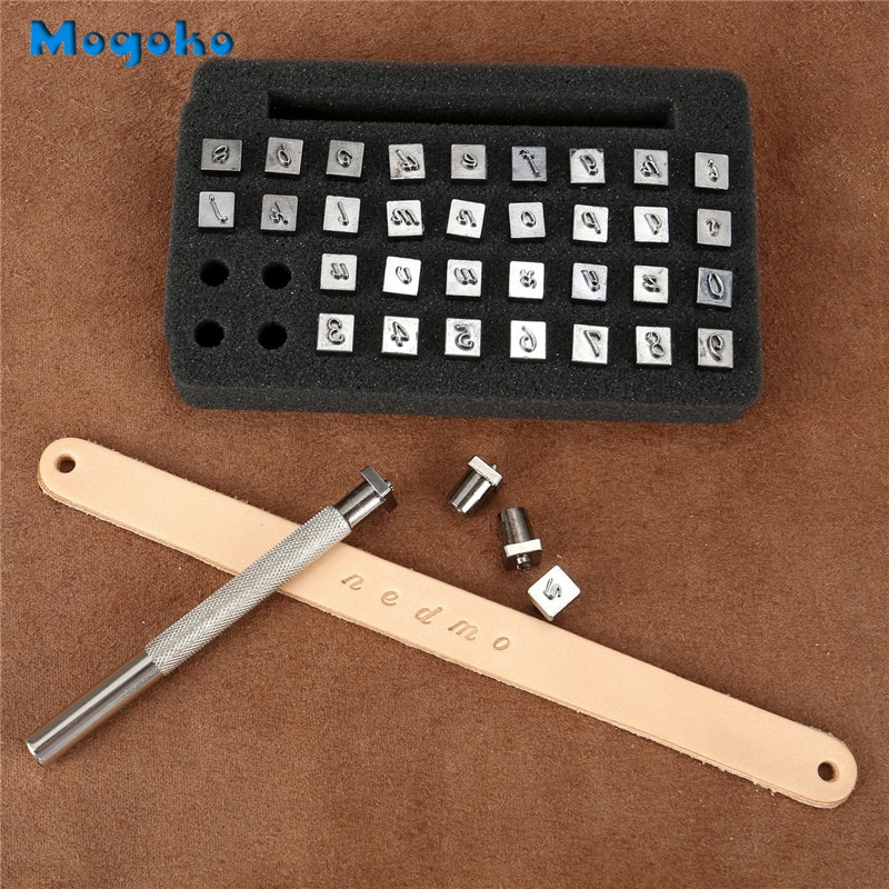 Mogoko Neue 26 Buchstaben Alphabet & 10 Zahlen Aufgedruckt Metall Leder Stanzen Werkzeuge für Leder Gürtel Tasche Hütte Schuhe Handwerk kennzeichnung