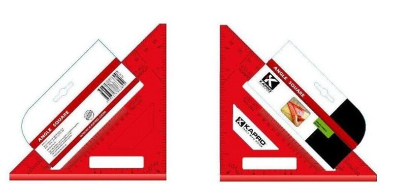 KAPRO Multi function Rectangular ruler Woodworking tools Scribing ruler Triangle Ruler 45 degree Plastic Triangle boar Red Color