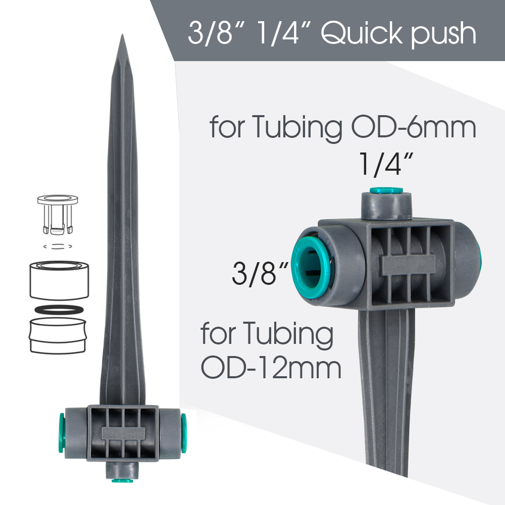 Raccord rapide de tube d'arrosage OD-12MM facile à installer 3/8 "joint de tuyau pour la maison jardin tuyau d'irrigation coude en T raccords égaux: Black / 1/2 ''