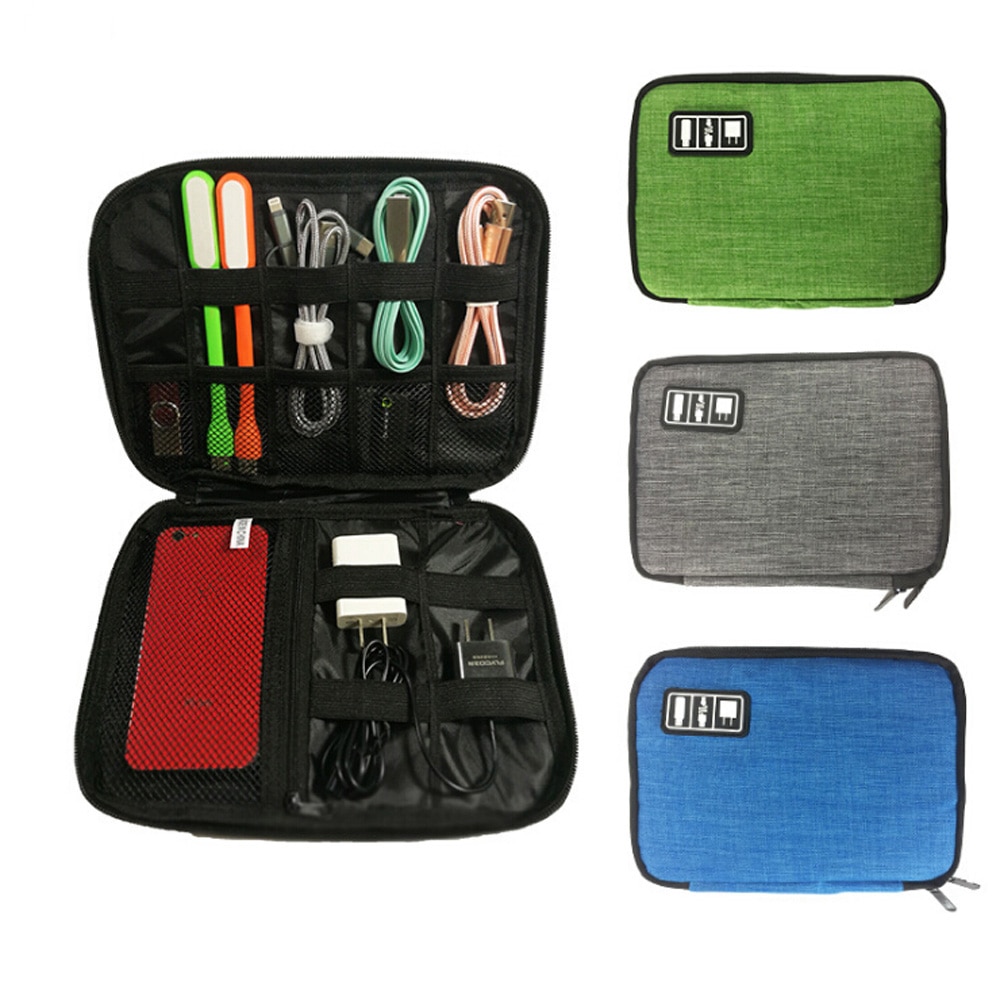 Multi-functional Digital Bag Electronic Storage Bag Kit Data Cable Cationic Fabric Digital Gadget Devices Divider Organizer