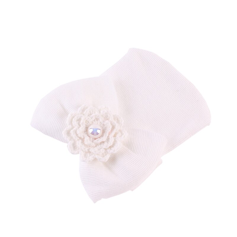 100% Cotton Newborn Soft Hat Bonnet With Big Bowknot Bebe Boy Girl Autumn Winter Knitted Cap Hospital Hat Flower Bow Striped