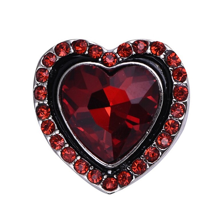 Kz1449 skønhed rhinestone farverigt hjerte 18mm snap knapper passer snap armbånd snap smykker