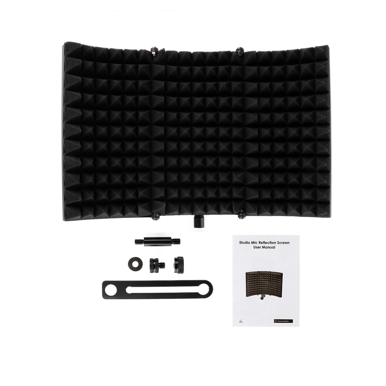 Foldable Microphone Isolation Shield Adjustable Studio Recording Studio Isolator Foam Acoustic Panels Noise-Absorbing Enclosure