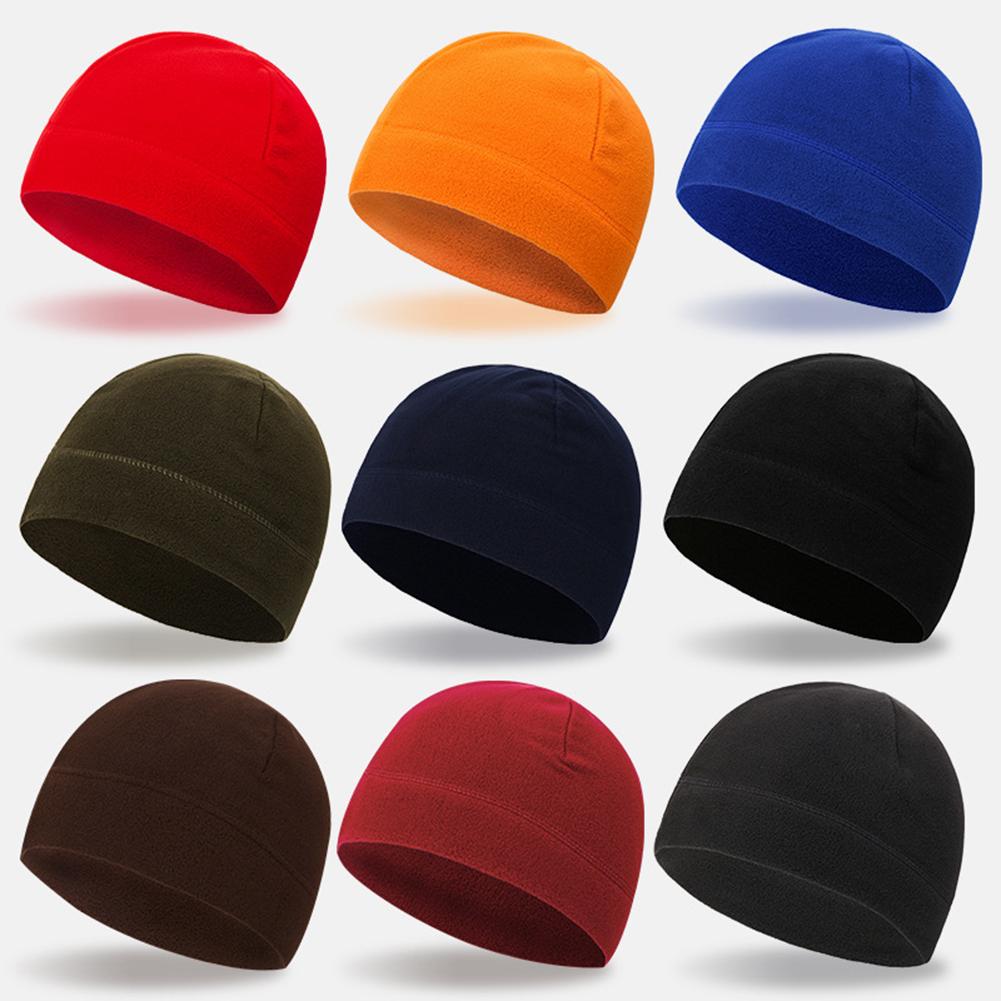 Gorro polar de Color liso para hombres para invierno, gorro de lana para escalada para exteriores, ciclismo resistente al viento, gorro suave y cálido para exteriores, sombrero de calle a prueba de viento