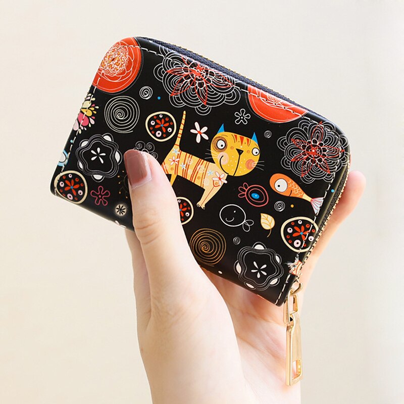 Bank Card Bag Girls Cartoon Small Wallet PU Leather Coin Purse Business ID Credit Card Holder Case Women Mini Clutch Bag: A