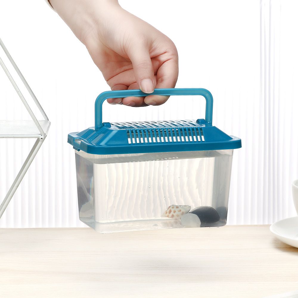 1PC Portable Cage Bowls Feeding Goldfish Turtle Tank Hamster Transparent Box Fish Aquatic Plastic Pet Supplies Aquariums