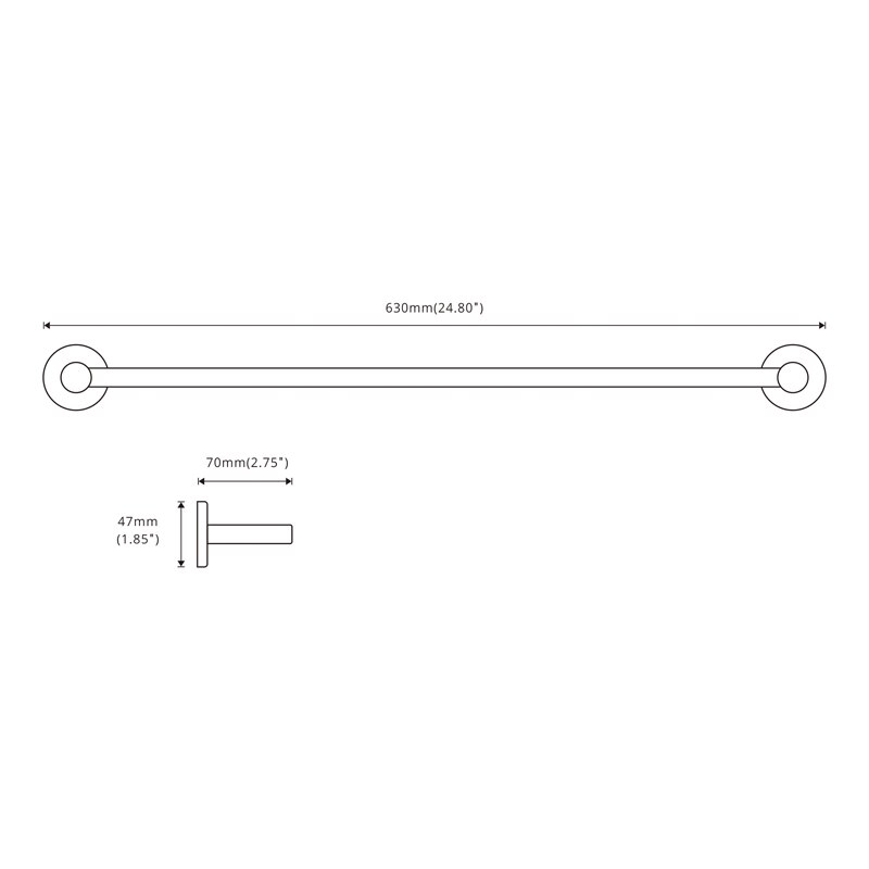 Matt Black Solid Brass Single Towel Bar Holder Folding Arm Space Saving