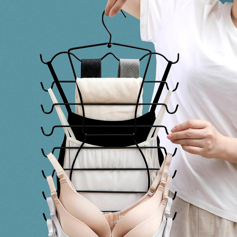 Vest Inner Hanger Scarf Drying Rack Wardrobe Cabinet Organizer Multifunctional Multi-layer Storage Furniture Space Saving Tools