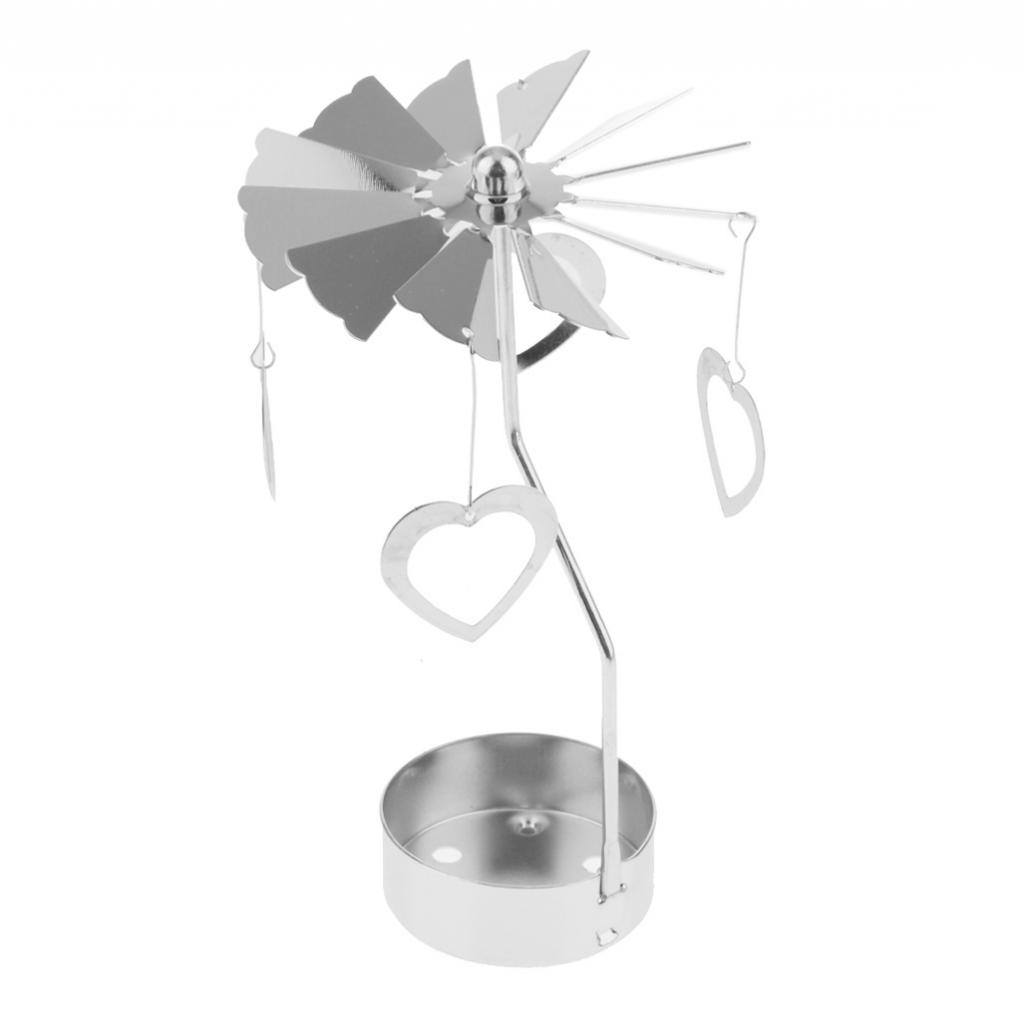 1x Thee Licht Kaars Houder Zilver Roterende Stijl Kandelaar Xmas Decor: Heart Shape