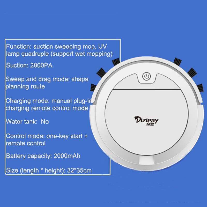 Ultra-thin Robot Vacuum Cleaner with Water Tank wet and dry 2800Pa Vacuum Cleaner with Remote Control sweeping and mopping robot: without water tank