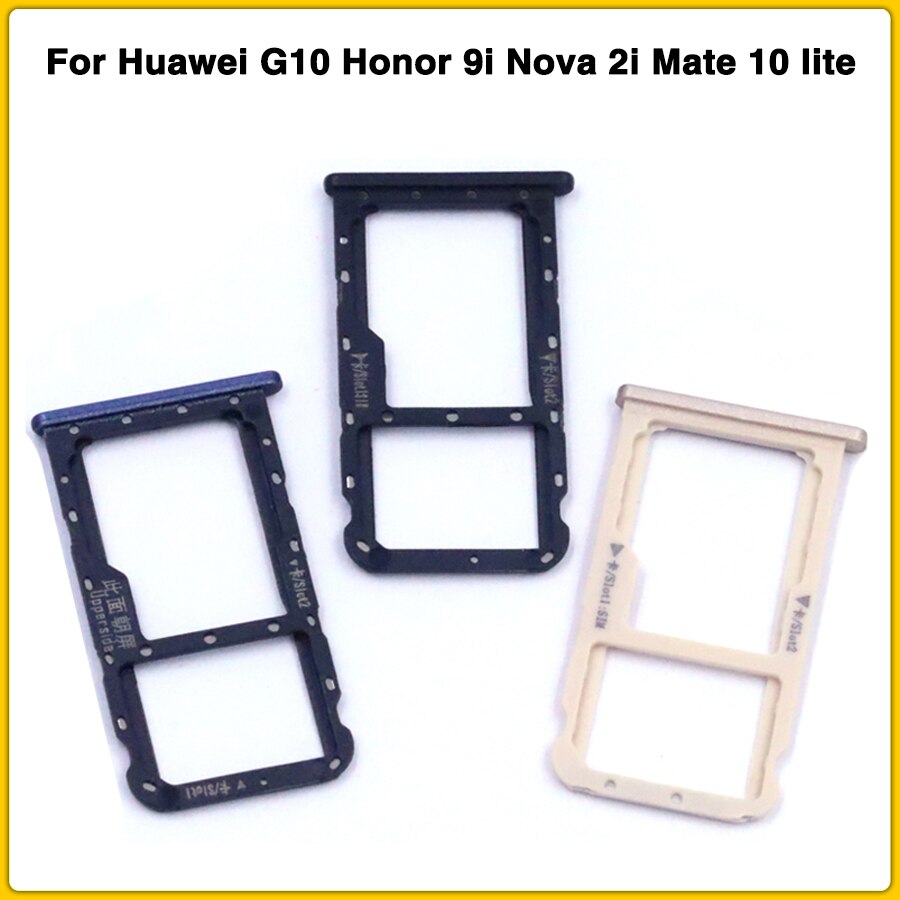Mate 10 Lite Sim Card Tray Slot Voor Huawei G10 Honor 9i Nova 2i Mate 10 Lite Sim Kaarten adapters Vervangende Onderdelen + Kaart Pin