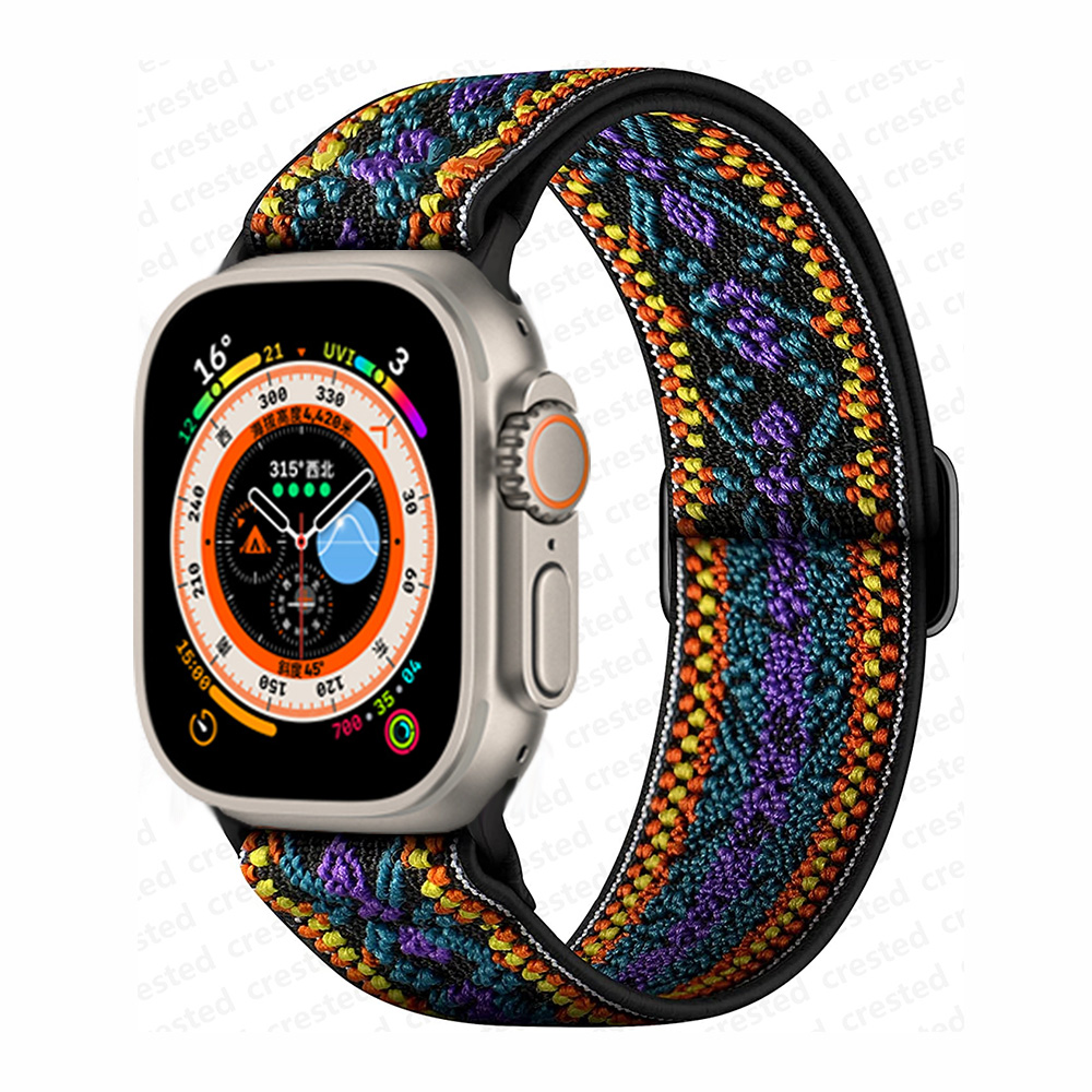 Bracelet chouchou pour bracelet de montre Apple 40mm 44mm 41mm 45mm 38mm 42mm 49mm bracelet en Nylon élastique iWatch série 7 se 6 5 3 Ultra 8: orange / 14mm