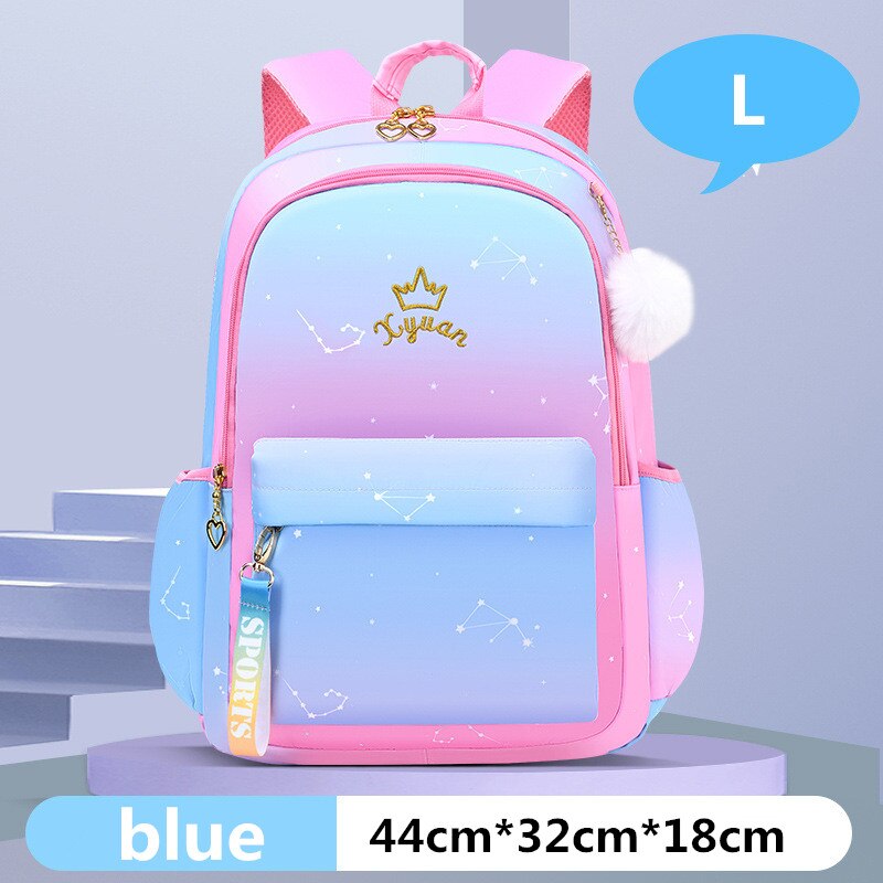 Kinder Schule Taschen für Mädchen Kinder Satchel Primäre Orthopädische schule rucksäcke prinzessin Rucksack schul sac Mochila Infantil: L blue