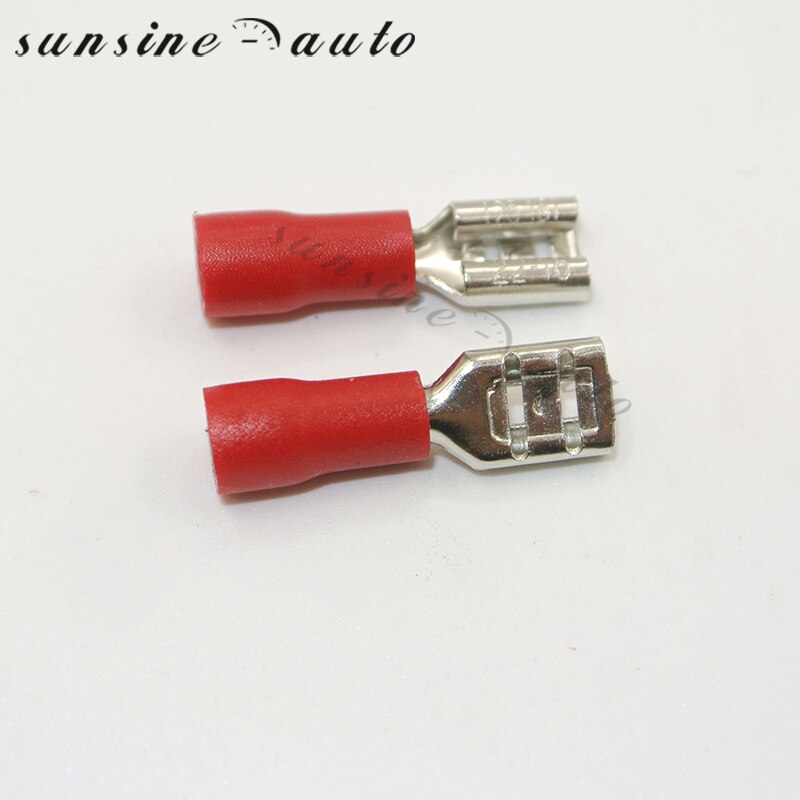 50 kpl 2.8mm 4.8mm 6.3mm naaraseristetty sähköinen puristusliitin 0.5-2.5 mm:lle 2 22-10 awg liittimet kaapelin johtoliitin: 4.8mm punaista