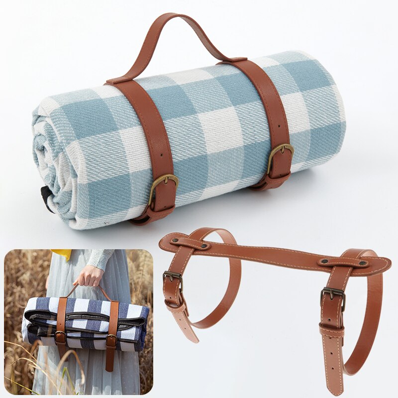 Pu Lederen Deken Tie Picknick Mat Roll Bundel Draagbare Yoga Mat Hand Strap Deken Wikkelen Riem Binding Riem Met Handvat