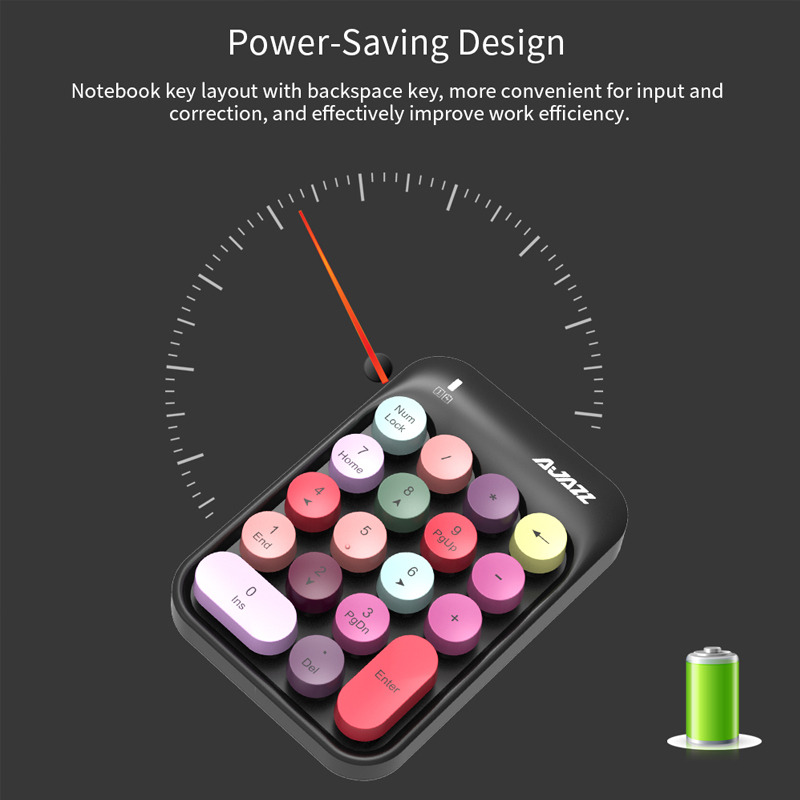 Ajazz AK18 Colorful 18 Keys Wireless Numeric Keypad 2.4G USB Mini Portable Numeric Computer Digital Keyboard PC Desktop Laptop