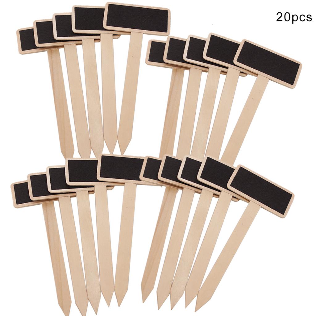 Pack of 20pcs Mini Wooden Blackboard Memo Message Board Sign for Home Kitchen Garden