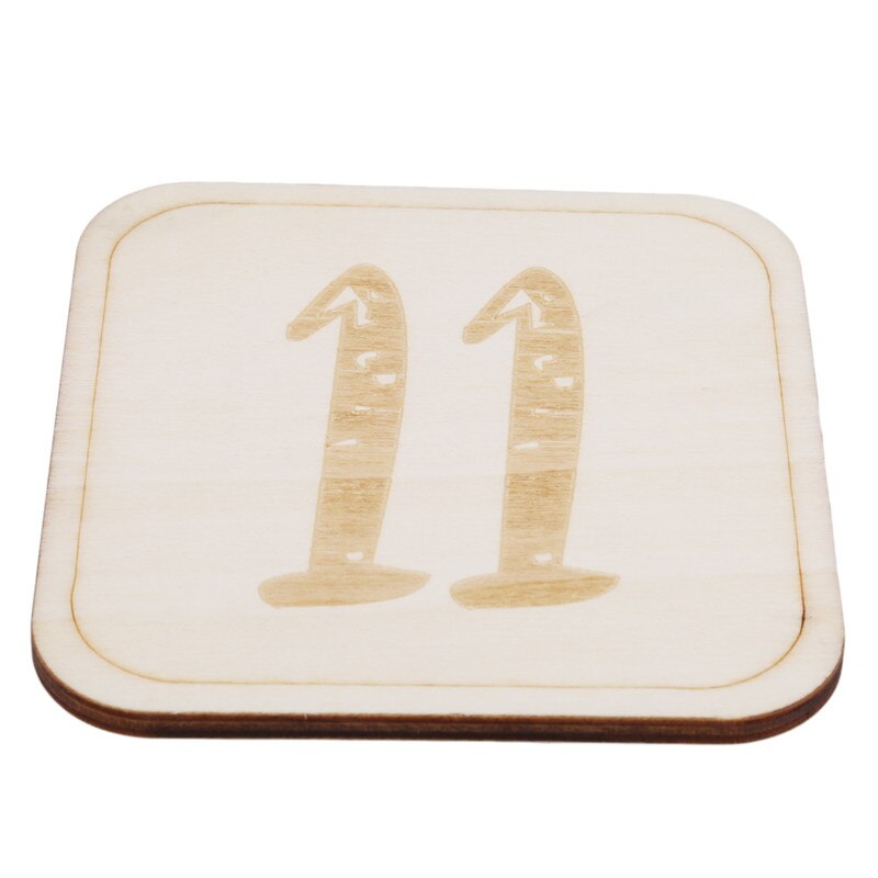 Baby Milestone Card Vintage Numbers Engraved Wood Infants Bathing Newborn Photography Props Set: 11