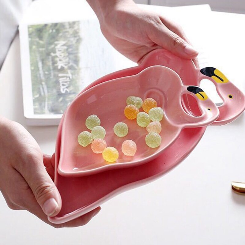 Pink Flamingo Soup Plates Cute Pastry Fruit Cake Dishes Tray Salad Sushi Dinner Ceramic Tableware Girl Xmas