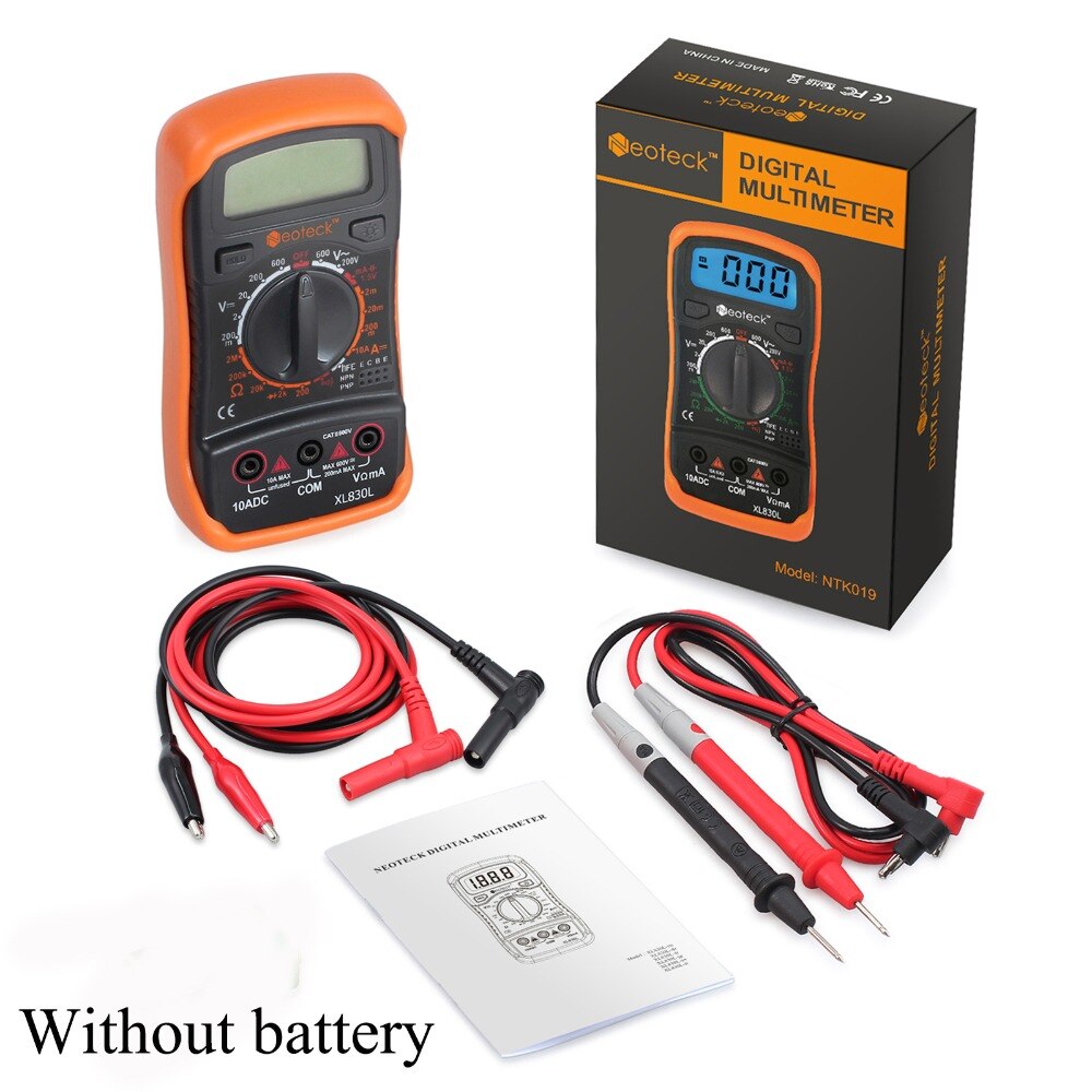 Neoteck Digital Multimeter AC DC Voltmeter Ammeter OHM Circuit Checker Tester Buzzer 1999 Counts Auto display Multimeter Tester