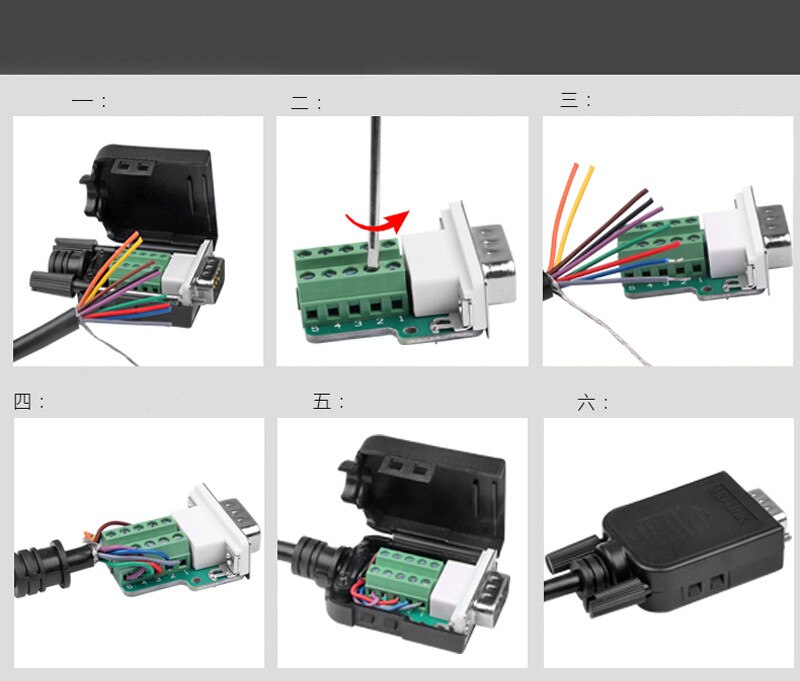 DB9 Connector RS232 Mannelijke/Vrouwelijke D-SUB 9 Pin Plug RS485 Breakout Terminals 21/24 Awg Wire Solderless Com Connectors DB9