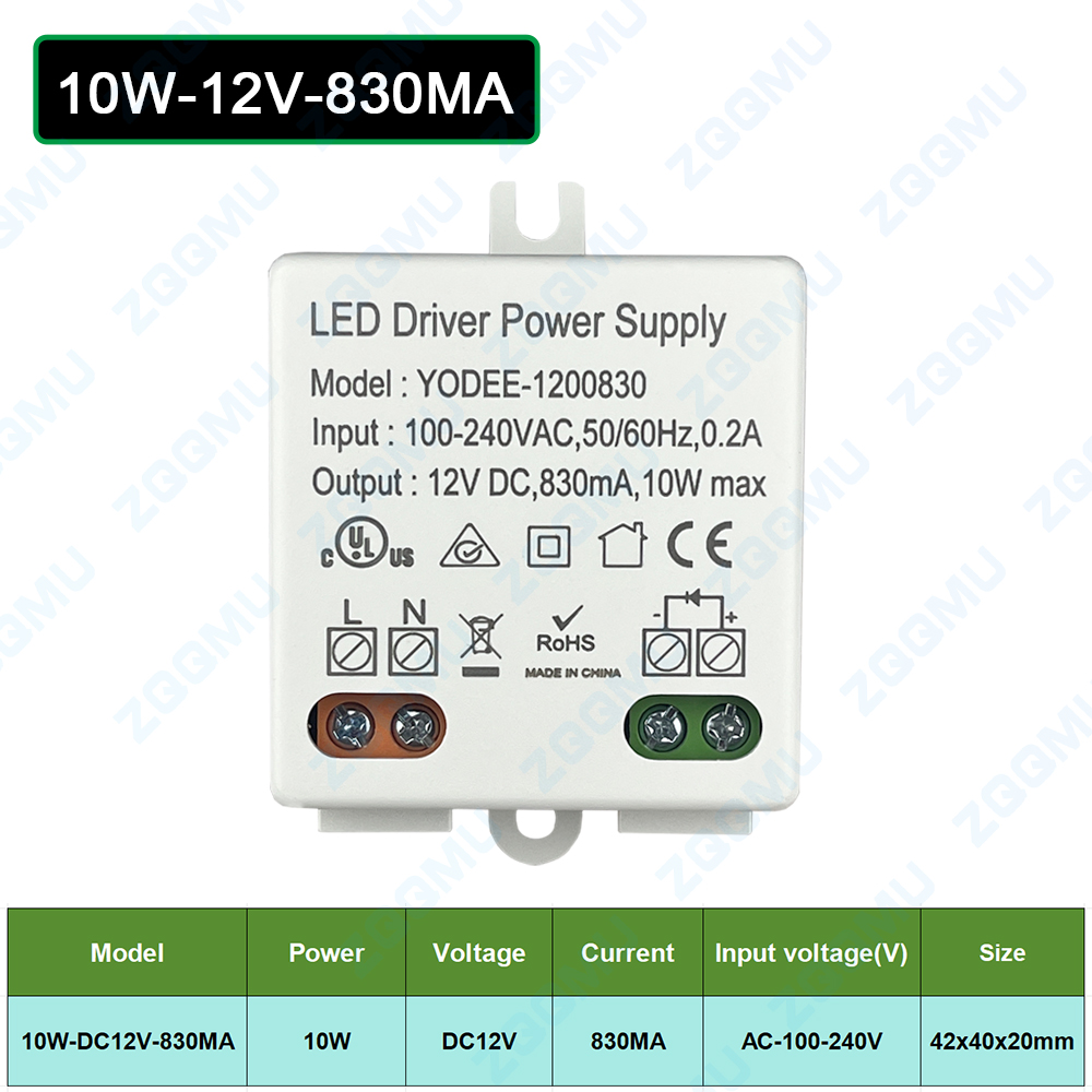 DC12V 24V 3W 6W 10W 12W LED Power Supply Driver Lighting Transformers for LED Strip Lights Power Supply Adapter: Coffee / 230 V