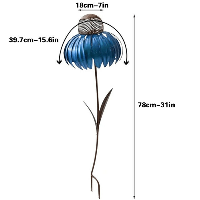 Sensation Pink Coneflower Bird Feeder Outdoor Decoration Window Garden Flower Outside Rust Resistant: Blue