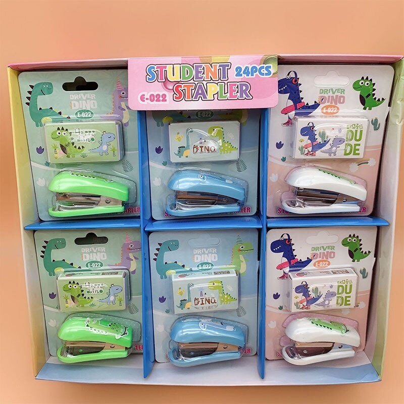 Mini agrafeuse à avocat dessin animé, 12 pièces/lot, agrafeuse avec agrafes No.10, fournitures scolaires et de bureau