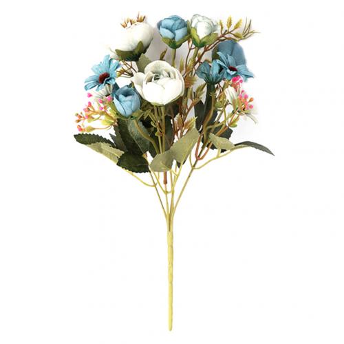 Ikke-falmende kunstig blomst rose marguerit blade naturlig buket gør-det-selv buket bryllupsfest boligindretning искусственный букет: Blå