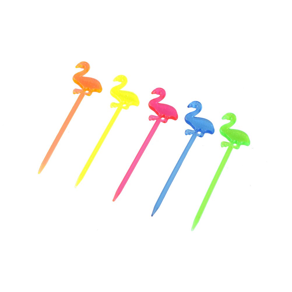Palillos para bufé de comida de flamenco, 50 unidades, magdalenas y frutas, tenedor, pastel, postre, ensalada, palitos, palillos de dientes de cóctel, pincho, suministros de