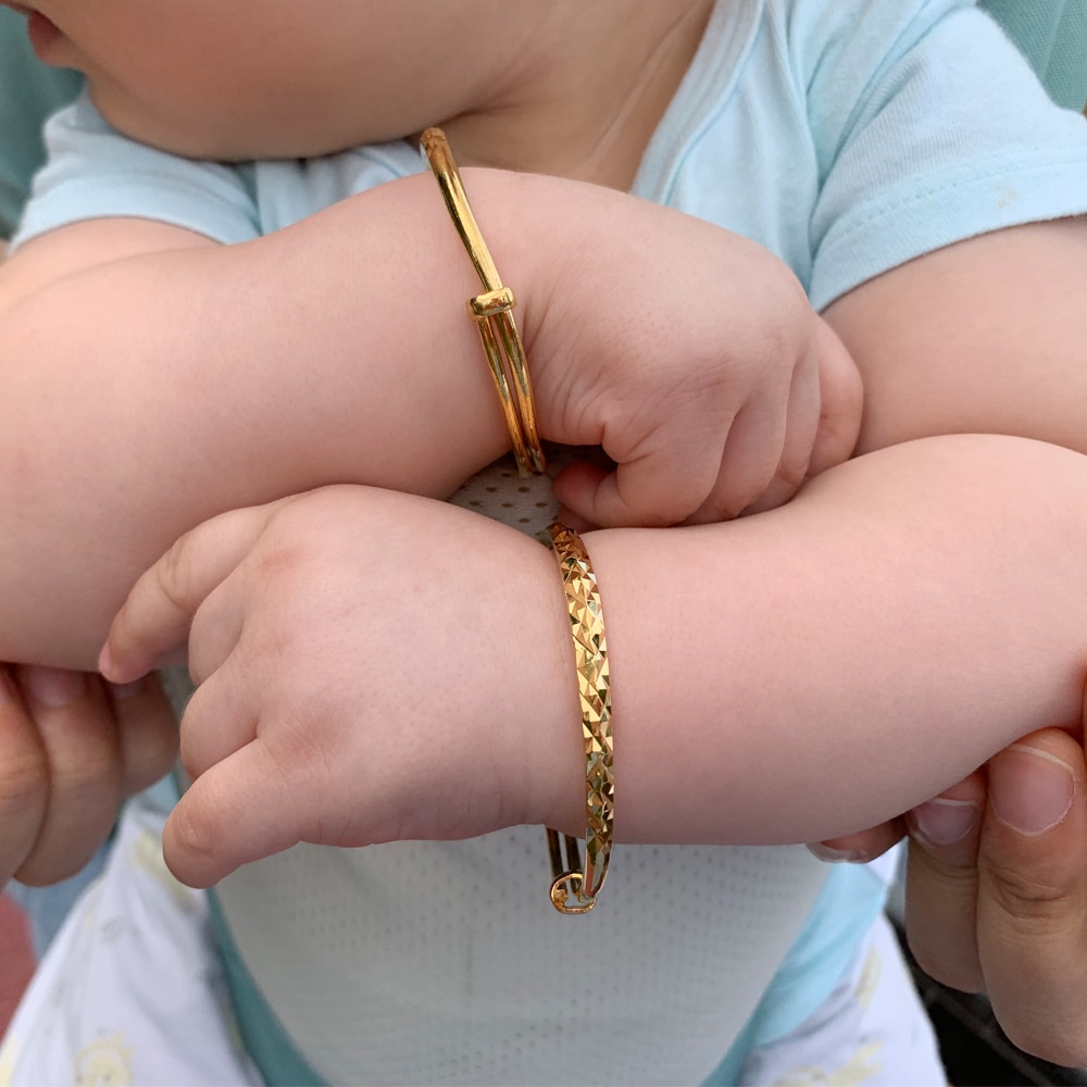 Ethlyn 2 teile/los 0-3 Jahre Baby Schmuck Einstellbare Langlebige Gold Farbe Baby Armreifen Armband Schmuck B140