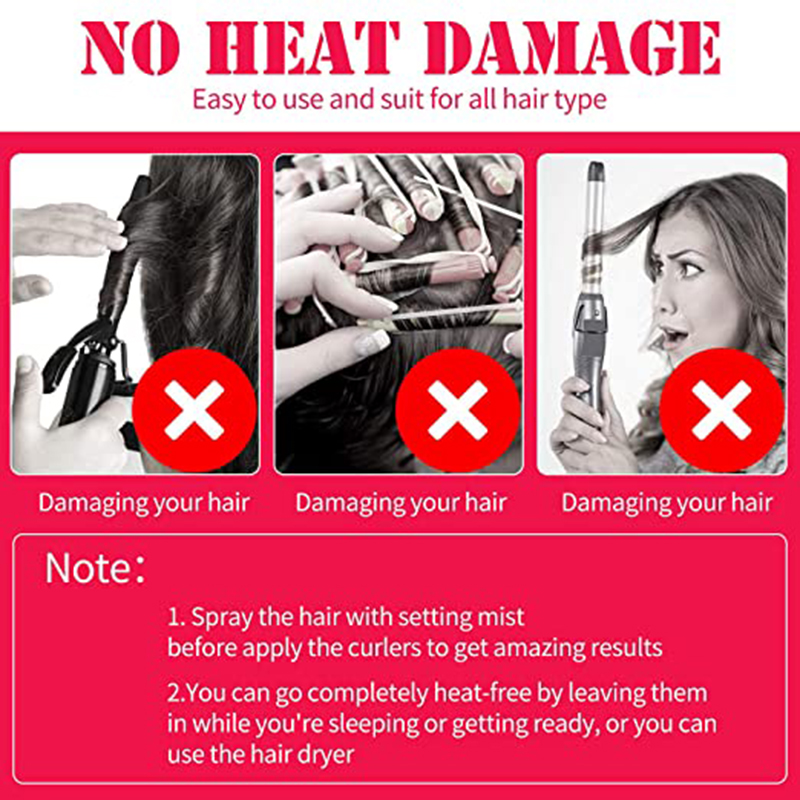 12Pcs 25Cm Haarkrulspelden Clips Spiraal Krullen Geen Warmte Wave Styling Kit Spiraal Haarkrulspelden Roller Sticks 2 stukken Styling Rollers