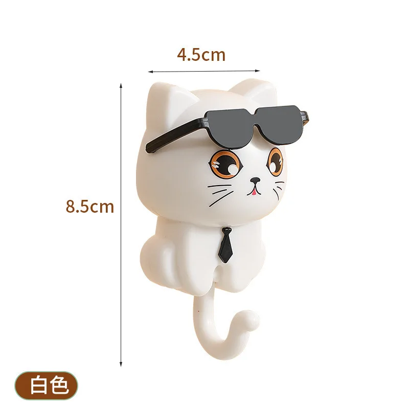 Ganchos para gatitos, gancho de pared para gatos de dibujos animados, colgador para colgar en la pared, soporte para llaves, utilidad de almacenamiento para el hogar, decoración de pared para ropa y sombrero, 4 Uds.: Chocolate