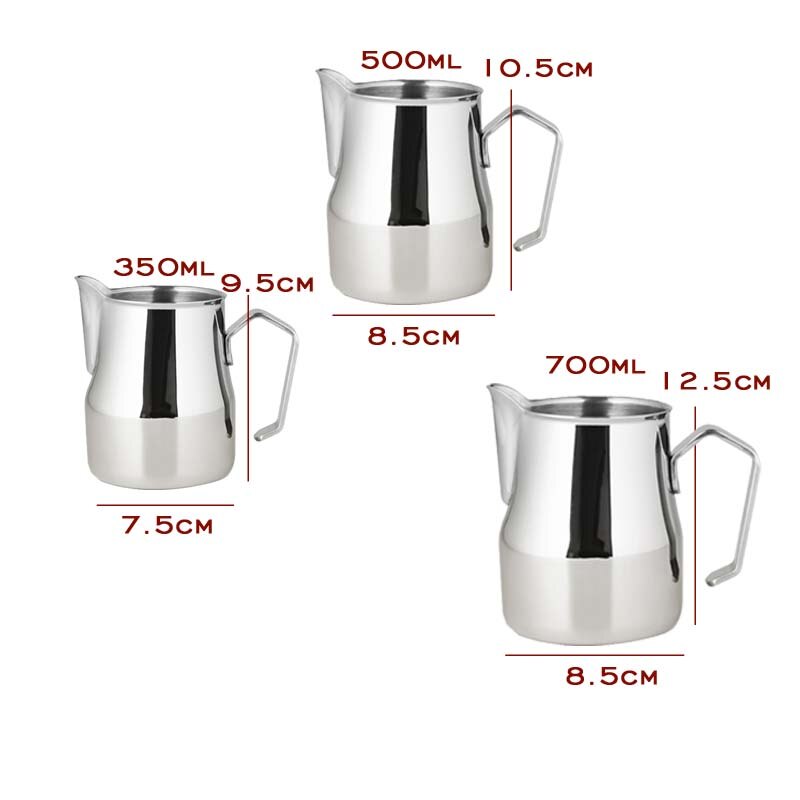 350Ml 500Ml 700Ml 1000Ml Rvs Melk Werper Geschikt Voor Koffie, latte &amp; Opschuimen Melk Koffie Pitcher Pull Bloem