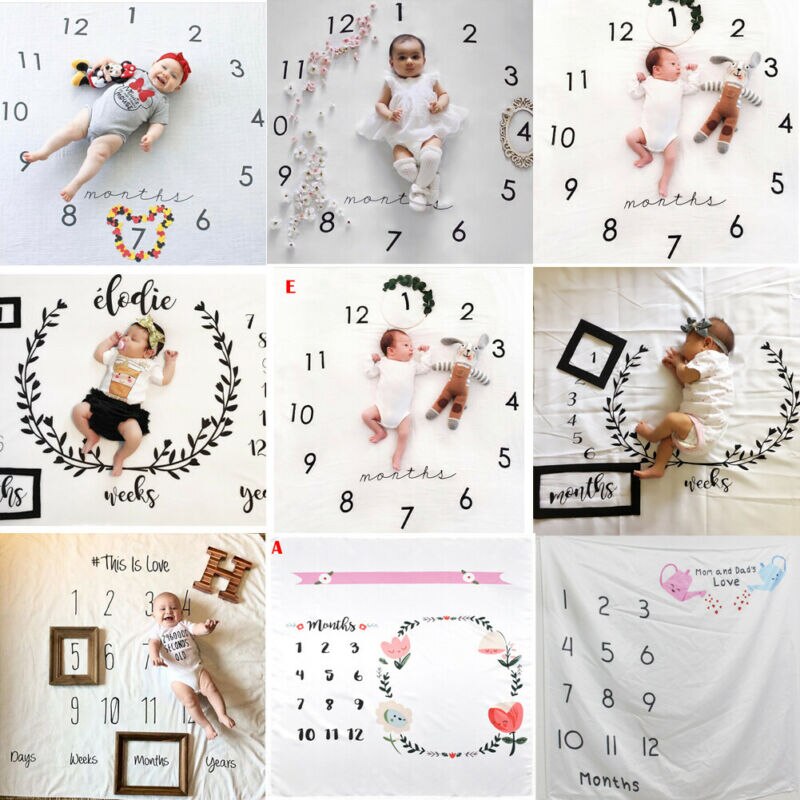 Meilenstein Fotografie Neugeborene Baby Decke Monatliche Blumen Zahlen Foto Prop