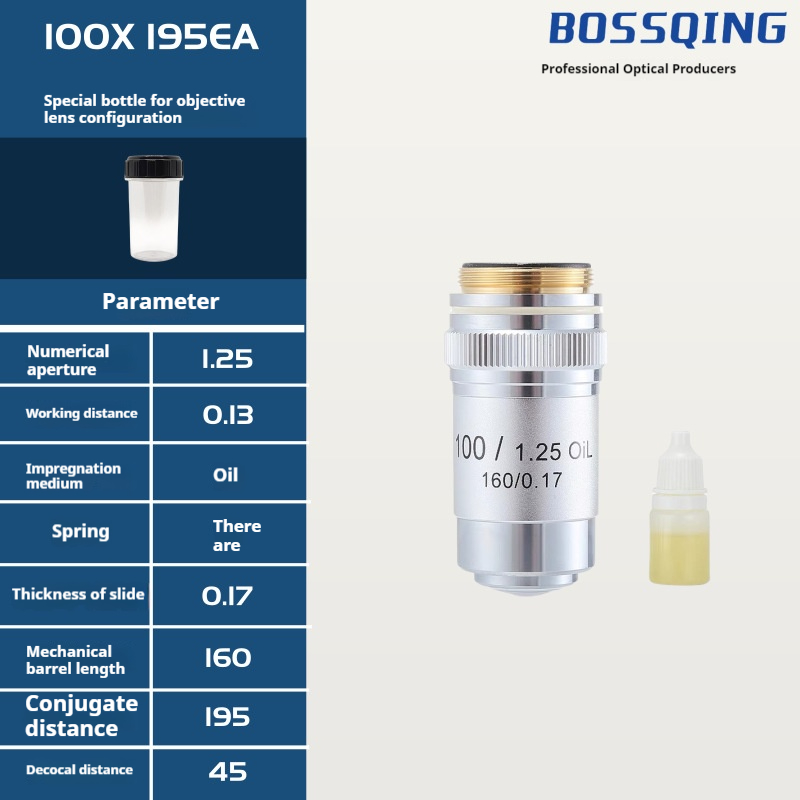 4X 10X 20X 40X 60X 100X Achromatic Objective Lens 195 Mm Conjugate Distance Tube Length 180Mm Biological Microscope Objective: WHITE