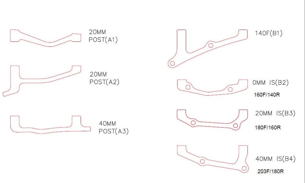 Adaptador de montaje de freno de disco ZOOM para todos los frenos de disco F160 R160 (delantero F160/R140 trasero R160/F180)