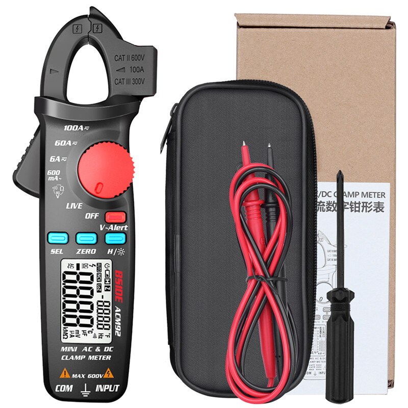 Digital Multimeter Clamp Meter AC DC Current 100A 0.1/1mA Car Repair Ammeter True RMS Clamp Tester NCV Voltmeter 600V Auto Range