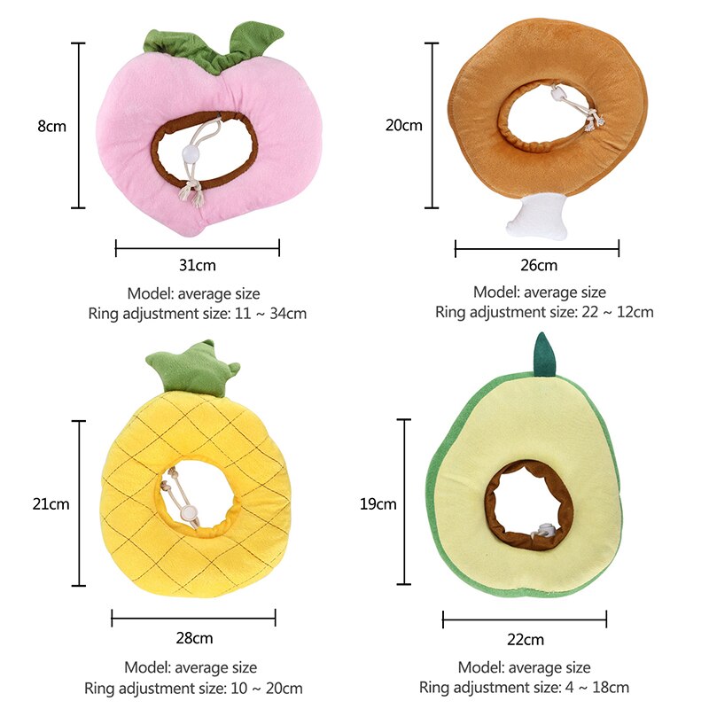 Adjustable Dog Cat Elizabethan Collar Fruit Shape Pet Protective Collar Dog Neck Recovery Anti-Bite Surgery Wound Healing Ring