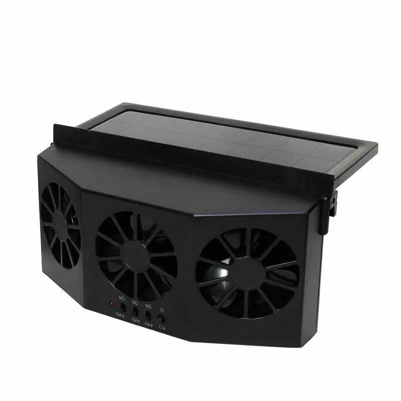 Mini Solar Powered Car Auto Window Air Vent Ventilator Air Conditioner Cool Fan Portable Vehicle Cooler: Black X 3 Fan